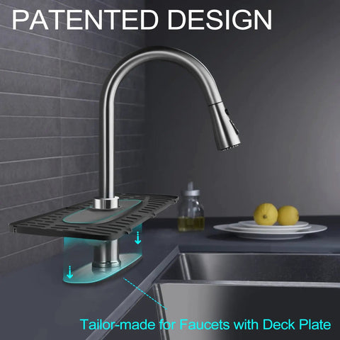 Silicone Faucet Mat Drip Catcher For Kitchen Faucets Tailor Made For 1cm Deck Plate Light Grey Durable Reusable Silicone Drip Tray
