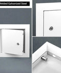 Heavy Duty Aluminum Alloy Access Panel 6X6 Inch Service Door For Wall And Ceiling Electrical Repair With No Sweat Screwdriver Latch Opening, showcasing a white finish and key latch.
