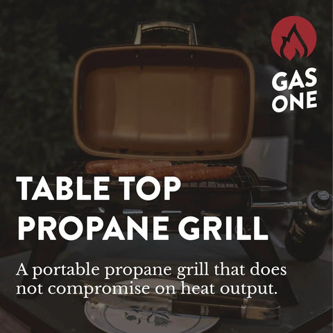 Tabletop Propane Grill With Large Cooking Surface, Heat Resistant Handles, Easy Temperature Control Knob, Portable Gas Grill