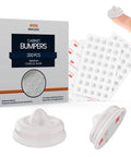 200 Pack Cabinet Bumpers With Soft Close No Slam Self Adhesive Rubber Pads For Quiet Doors Drawers Cupboards And Furniture Sound Dampening In Kitchen Pantry And Home. Close-up of a clear conical rubber bumper with packaging and adhesive pad.
