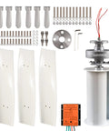 High Power 48V 10000W Vertical Wind Turbine Kit components including coreless generator and fiberglass blades