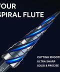 Close-up of a step drill bit's four spiral flute design, part of Five Piece Four Spiral Flute Step Drill Bit Set 1/8 To 1-3/8 Inch High Speed Steel Unibit With 1/4 Inch And 3/8 Inch Hex Shanks For Stainless Steel Metal Aluminum Wood And Plastic.
