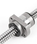 Top Tier C5 Machined Ball Screw SFY2020 Custom Roller Shaft With Flange Single Nut close-up view showcasing the precise machining and flange.
