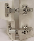 4 Piece 180 Degree And 175 Degree Large Angle Soft Close Frameless Cabinet Hinges Set With 24 Self Tapping Screws installed on doors