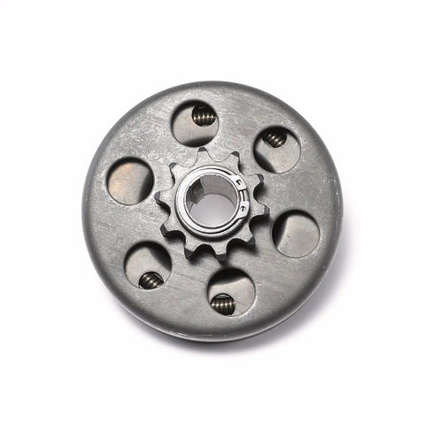Heavy Duty 10T Centrifugal Clutch Paired With 420 Chain For 212cc Predator Engines And Gc160 Mods top view showing steel construction.