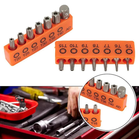 Get Your Hands On A Sweet Set Of 14 Torx Bits, Each One Measuring Precisely 25mm For All Your Electric Screwdriver Needs. Made From Tough Alloy Steel So You Can Tackle Any Repairs Without Worrying About Wear And Tear. Perfect For Tech Geeks, Mechanics,., 14pc 25mm alloy steel Torx bit set with orange holder, T5-T40 for electric screwdriver repairs