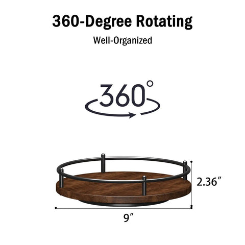 Diagram of Rotating Nine Inch Lazy Susan Spice Organizer For Kitchen Countertop And Cabinet, with 360-degree rotation feature