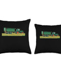 Two black throw pillows with farm tractor design, depicting agricultural machinery, Gearhead Farm Tractor Lover Throw Pillow Gift For Farmers Farmhouse Decor Agricultural Machinery Theme Cushion For Tractor Fans And Field Work Enthusiasts Cozy Home Office Barn Living Room Farmhouse Style.