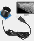 1.25 Inch Eyepiece Telescope Camera With USB Real Time Viewing For Astrophotography Planetary Imaging And Bird Watching, Transmit Live Views To Laptop Or PC And Capture High Quality Digital Movies And Images For Astro Nerds, showing camera with USB connection and lunar image on screen