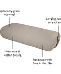 EZ Clean Standard Yoga Bolster Taupe Firm and Supportive Handmade in USA with Durable Eco Vinyl That Wipes Down and Sanitizes