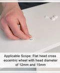 Hand placing a warm white plastic screw cap from the Straight Up Solid 40 Pack Screw Cap Covers on a white surface.
