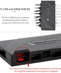 Eight Channel ARGB Fan Hub Controller For Slick PC Case Cooling With Eight 4 Pin Ports