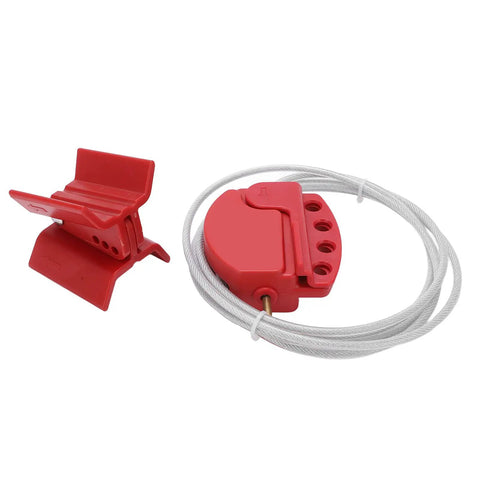 Hella Durable Adjustable Valve Lockout Device With Four Padlock Hasps And Stainless Steel Cable For Multiuser Industrial Lockout Tagout Safety Procedures On The Job In Oil Fields