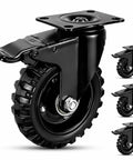 Heavy Duty 5 Inch Swivel Caster Wheels 4 Pack with dual lock brake and rubber tread for smooth rolling on heavy cabinets.