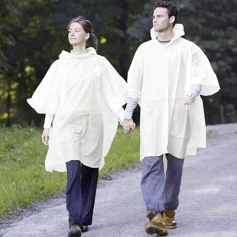 Disposable Rain Ponchos For Adults Six Pack With Drawstring Hood Lightweight And Fifty Percent Thicker Material Emergency Clear Ponchos