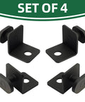 Set of 4 heavy angle iron twist lock container anchors for ground or cement installation to secure containers and reduce erosion.
