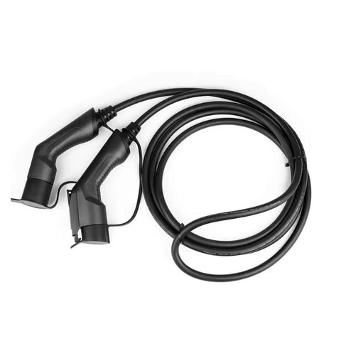 Heavy Duty Electric Vehicle Charger Cable Type 2 To Type 1 Plug 32 Amp 1 Phase Seven Point Two Kilowatt Evse Wallbox Cord with coiled cable.