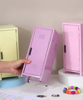 Amp Up Your Desk Setup With This Super Cute Mini Metal Locker Set Of Two Compact Desktop Money Safe With Lock Keys Premium Gloss Stash Box For Cash Jewelry Snacks Light Pink And Yellow, featuring pink and yellow metal lockers.