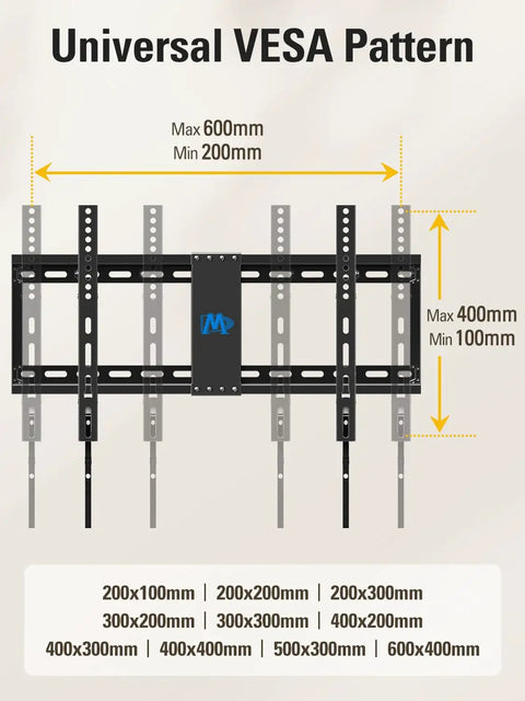 Heavy Duty Tilting TV Wall Mount For 37 To 90 Inch Flat Screens Up To 132 Pounds With Rock Solid Steel Brackets and universal VESA pattern
