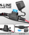 Close-up of the in-line blade fuse in the Two-Lead LED Light Wiring Harness With ON-OFF-ON Handlebar Switch for 22mm handlebars.