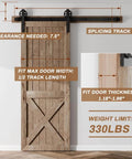 Beefed-Up Sliding Barn Door Hardware Kit 84 Inch Seven Foot Track System For Single Door Fits 42 Inch Wide Panels