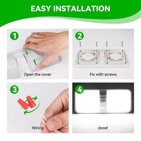 Step-by-step guide for installing 12V RV Interior Ceiling Light With Switch 4500K Natural White LED Fixture 1100 Lumens 7W