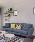 Industrial Style Wall Sconces Set Of Two With Oil Rubbed Bronze Finish And Linen Fabric Lampshades on living room wall
