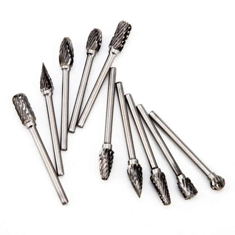 Top Shelf Tungsten Carbide Rotary Burrs Kit With A Rock Solid 1/8 Inch Shank, metal cutting tools in various shapes.