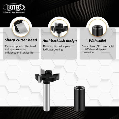 CNC Spoilboard Surfacing Router Bits Set Three Piece With One Quarter Inch Shank And One Inch Cutting Diameter featuring anti-backlash design