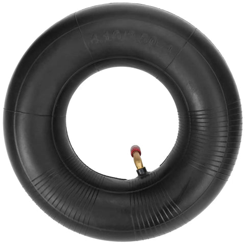 4.10-4 Tire And Inner Tube Replacement Set Two Pack For Go Karts Lawn Mowers showing one inner tube with valve stem
