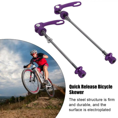 2 Pack Bicycle Quick Release Skewers Aluminum Alloy Front And Rear Wheel Axle Clips 100mm Front 135mm Rear For Road And Mountain Bikes Purple Easy Wheel Removal And Quick Maintenance On The Go