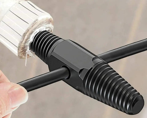 Dual Use Screw Extractor For Water Pipes And Faucets Easy Out Broken Bolt Remover For Damaged Or Stripped Screws installed on pipe
