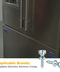Heavy Duty Refrigerator Door Handlebar Mounting Screw Part 218755504 shoulder bolt hardware next to a black fridge door.