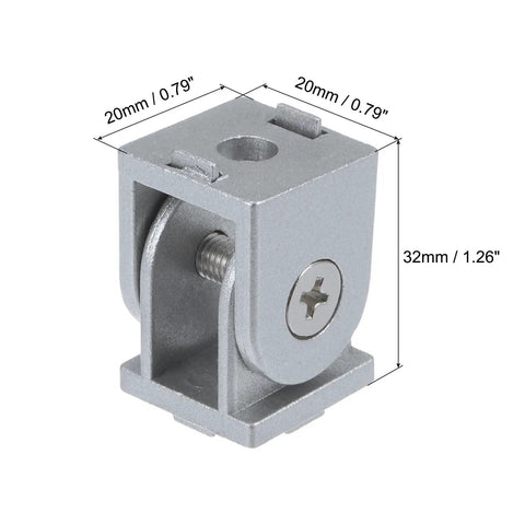 2 Pack Adjustable 180 Degree Pivot Joints For 2020 Aluminum Extrusion, Flexible Connector With M6 Screws, 6mm Aperture, Silver Tone Die Cast Aluminum Joint Built For 2020 Profile Systems, 32mm x 20mm