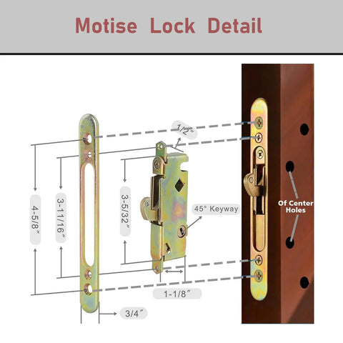 Replacement Keyed Offset Center Sliding Patio Door Handleset With Mortise And Keeper Assembly 45 Degree Keyway For 1-3/8 To 2 Inch Thick Sliding Glass Doors White Zinc Alloy Works With Pella Guardian PGT PPG And More