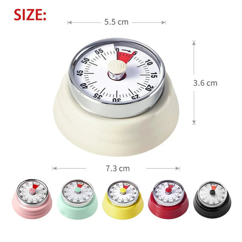Battery Free Mechanical Kitchen Timer With Magnetic Backing Delivers A 60 Minute Visual Countdown For Cooking Studying Games And Office Tasks