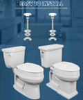 Elevated Toilet Seat 3 Inch Rise For Elongated Bowls Senior Mobility Booster Slow Close Heavy Duty Lid Grippy Base White bathroom installation setup for versatile use.