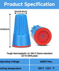 Waterproof IP65 Wire Electrical Connectors 22 AWG To 14 AWG Outdoor Seal Cap Twist Nuts Cable Terminal Connector specification.