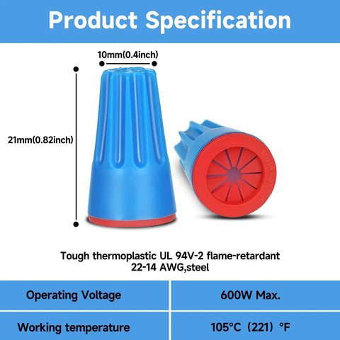 Waterproof IP65 Wire Electrical Connectors 22 AWG To 14 AWG Outdoor Seal Cap Twist Nuts Cable Terminal Connector specification.