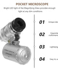 60x Pocket Microscope With LED Light For Jewelry And Currency Inspection Ultra Compact Magnifier With Bright Illumination