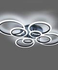 41.3 Inch Dimmable LED Ceiling Light With Remote Control, eight-ring slick black flush mount fixture for low ceilings