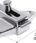 Built Tight Slick Chrome Slide Latch and Keeper Set Hella Durable Surface Mount Hardware for Garage and Shed Gates 3 1 2 Inch close-up of chrome latch
