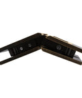 Geneva 045 Series Antique Brass Glass to Glass Hinge for frameless doors, 135 degree angle, monolithic tempered glass compatible.
