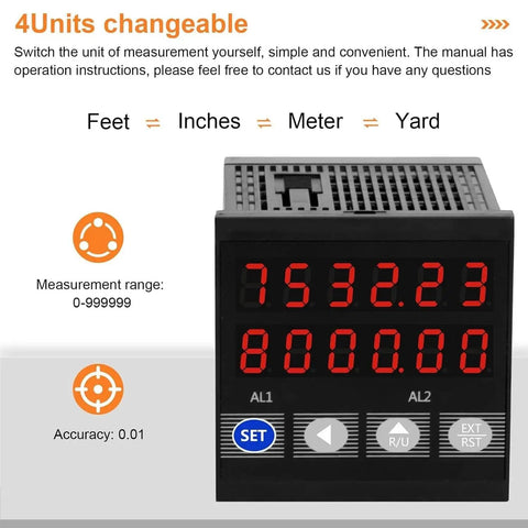 Digital readout display for Built Tough Rolling Measuring Wheel With Crisp Digital Readout And Precision Encoder, measuring units switchable.