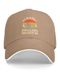 I Hate Pulling Out Funny Camper RV Camping Trailer Cap For Men And Women in beige with curved brim.