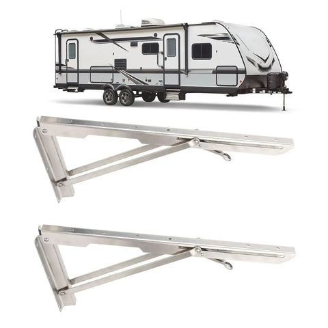 Heavy Duty Folding Shelf Brackets Stainless Steel Wall Mounted 15.6 Inch Load 551 Lbs With Smooth Edges in RV setting