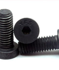 Heavy Duty Size Ten Thirty Two Coarse Thread Low Head Socket Cap Screws One Inch Long Alloy Steel With Thermal Black Oxide Finish Ten Pack, close-up view.