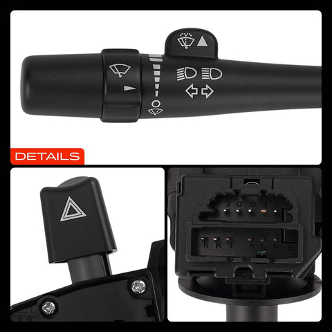 Turn Signal Switch Windshield Wiper Multifunction Lever For Chevrolet Impala 2006 Through 2013 Impala Limited 2014 Through 2016 Monte Carlo 2006 And 2007 All In One Vehicle Control For Turn Signal Wipers And More, black plastic detail and 16-pin connector