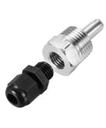Black Weldless Thermowell For Beer Fermenter, 8mm Dia Stainless Steel 304 With Cable Gland, G1/2 Thread, shown disassembled view