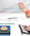 Ergonomic Keyboard Stand With Wrist Rest Pad For All Day Comfort Typing On Any Desktop Computer Setup Perfect For Office Home School And Remote Work Black Non Slip shown relieving wrist pain